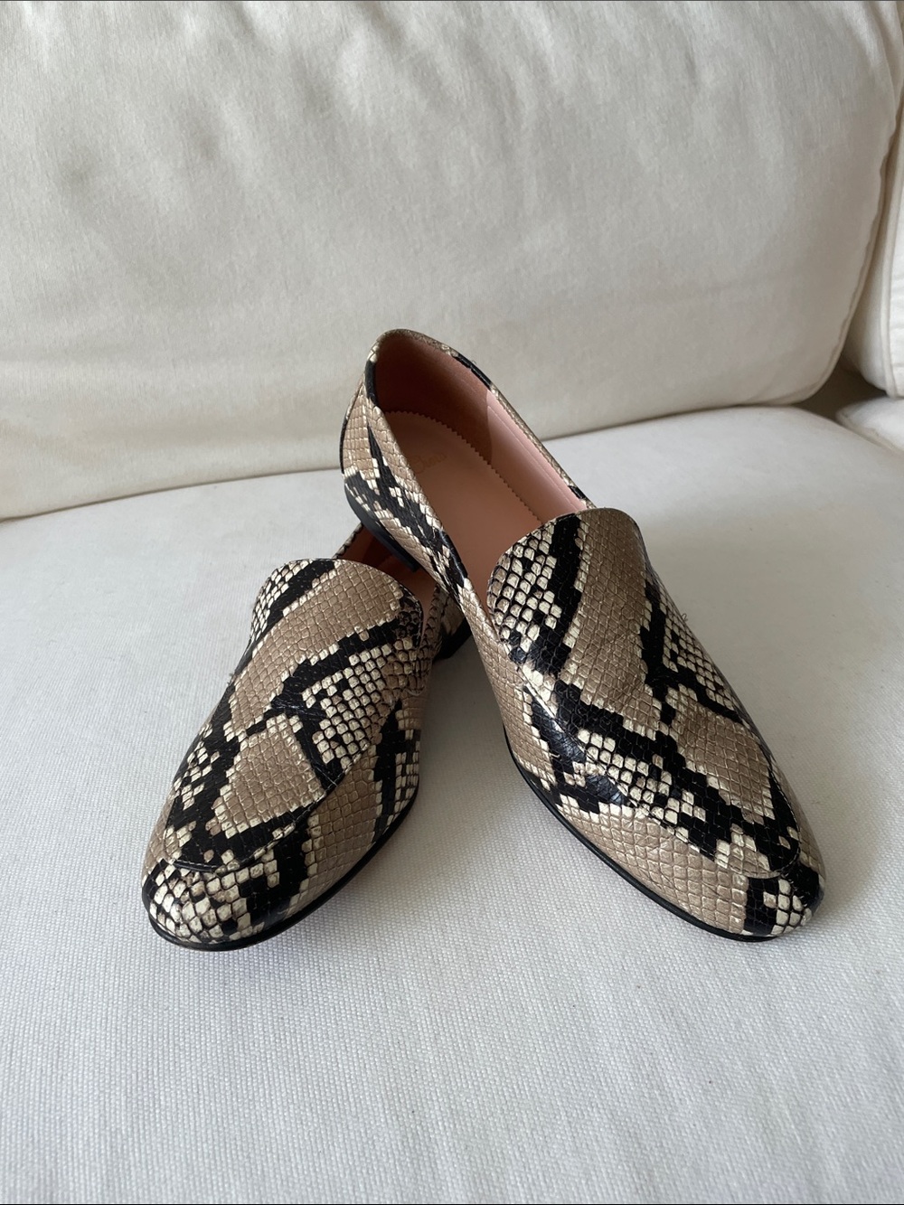 J. Crew Women's Snake-Print Loafers in Beige and Black